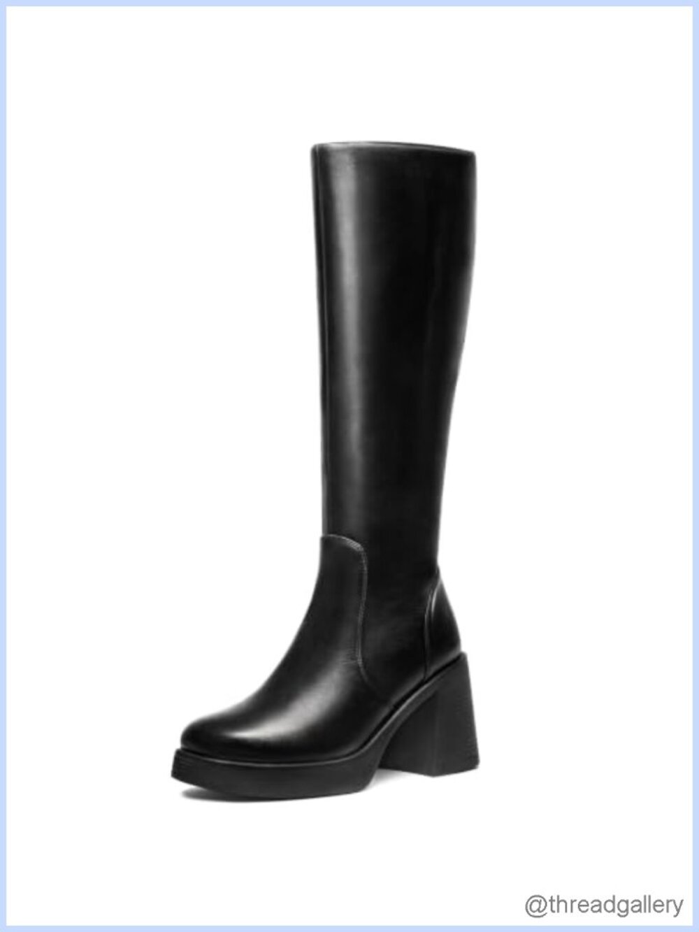 Knee High Platform Boots Square Toe Block Heel Tall Gogo Boots